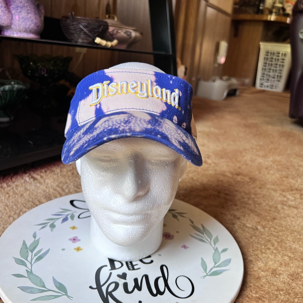 1990s Disneyland Acid Washed Sun Visor with Tags Blue Beige One Size.